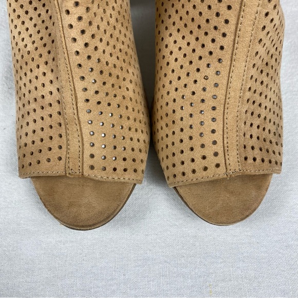 Madden Girl Womens Beckie-C Stacked Heel Peep Toe Dress Sandal Boot Camel Size 8 - Picture 6 of 15